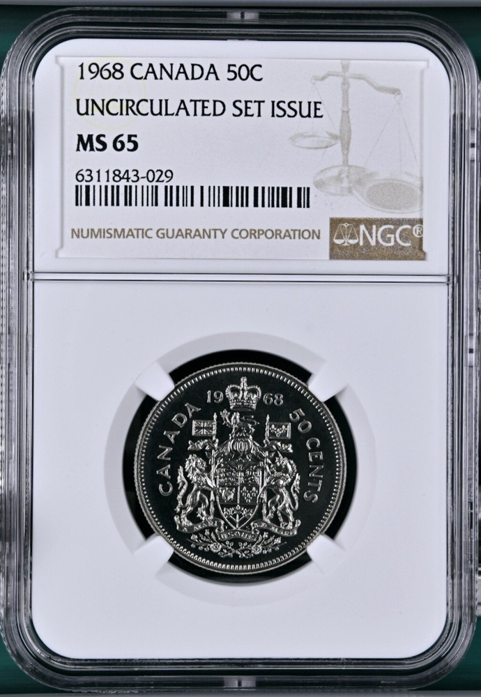 1968 Canada 50 Cent Uncirculated Set Issue NGC MS 65