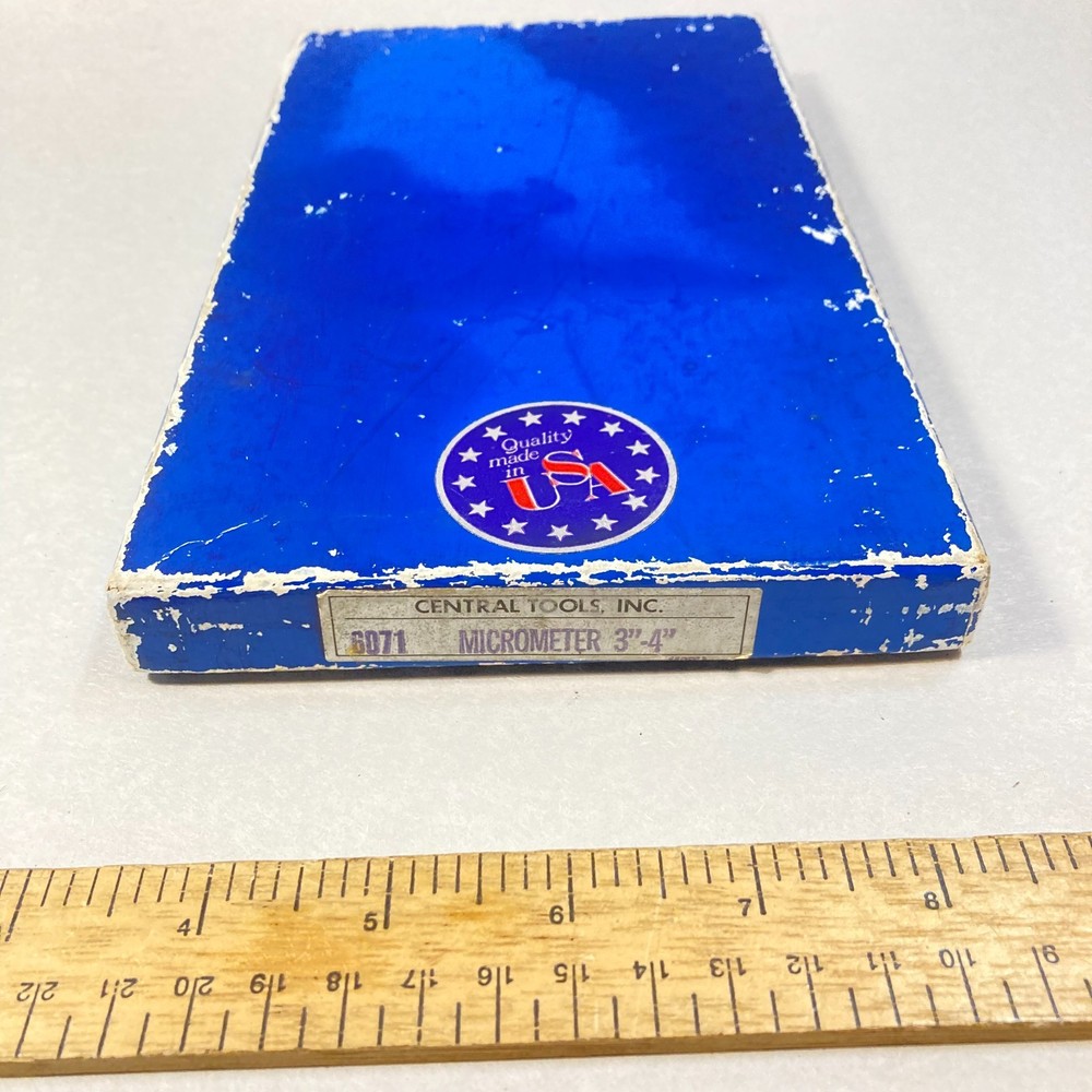 Central Tool 3"-4" Outside Micrometer Solid Frame Lock Nut Ratchet Stop w/ Box