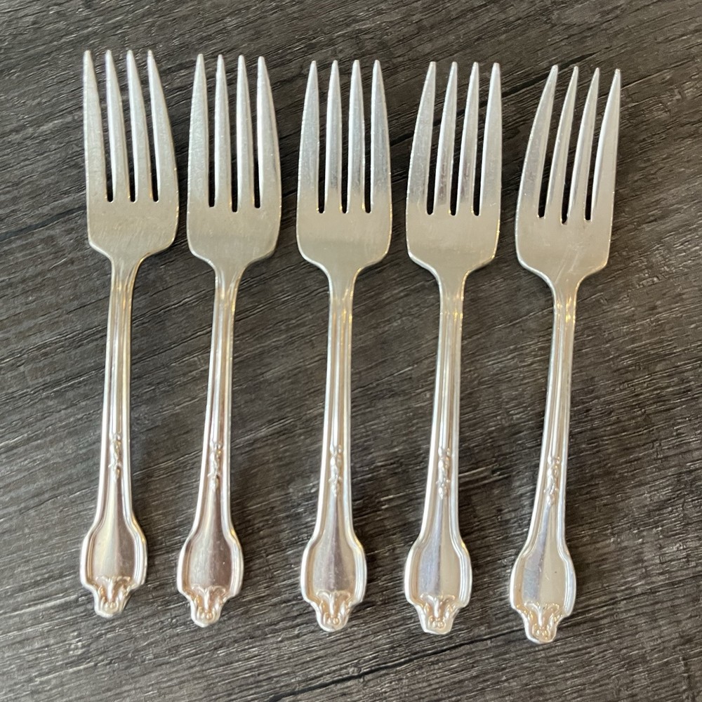 5 Vintage International Silver XII Silver Plate Forks