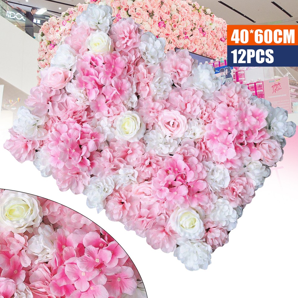 12PCS Artificial Flower Wall Panel Artificial Flower Wall Floral Backdrop Decor