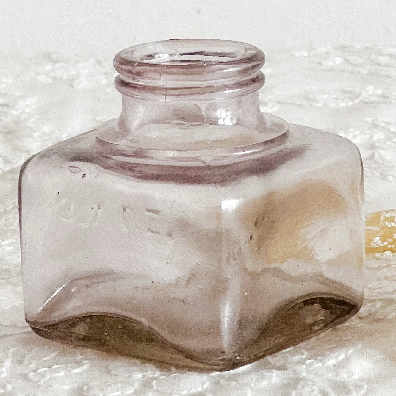 Antique Lavender Ink Bottle 1900s Glass Inkwell