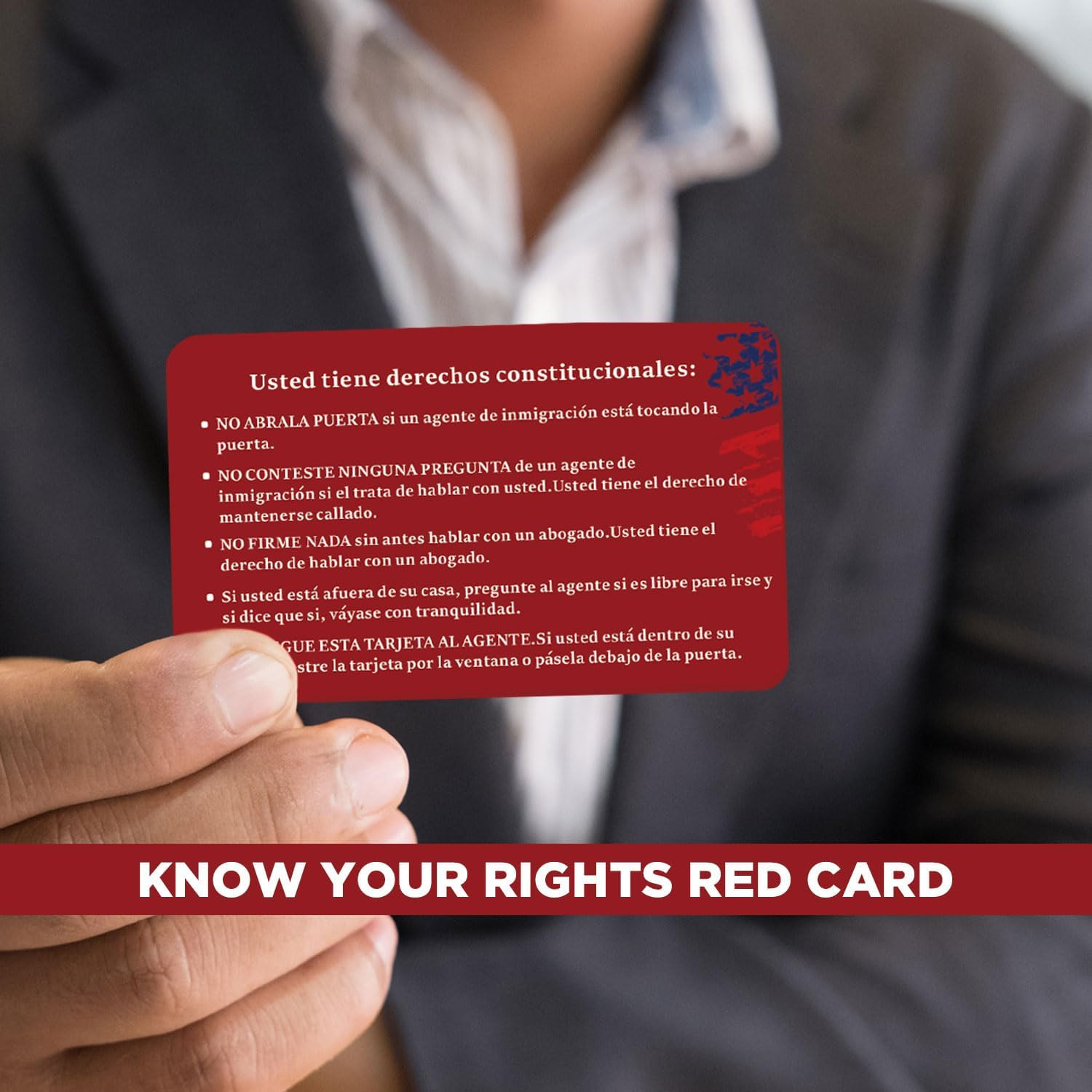 50 Pack Immigration Rights Red Cards - Bilingual Constitutional Rights Reminder