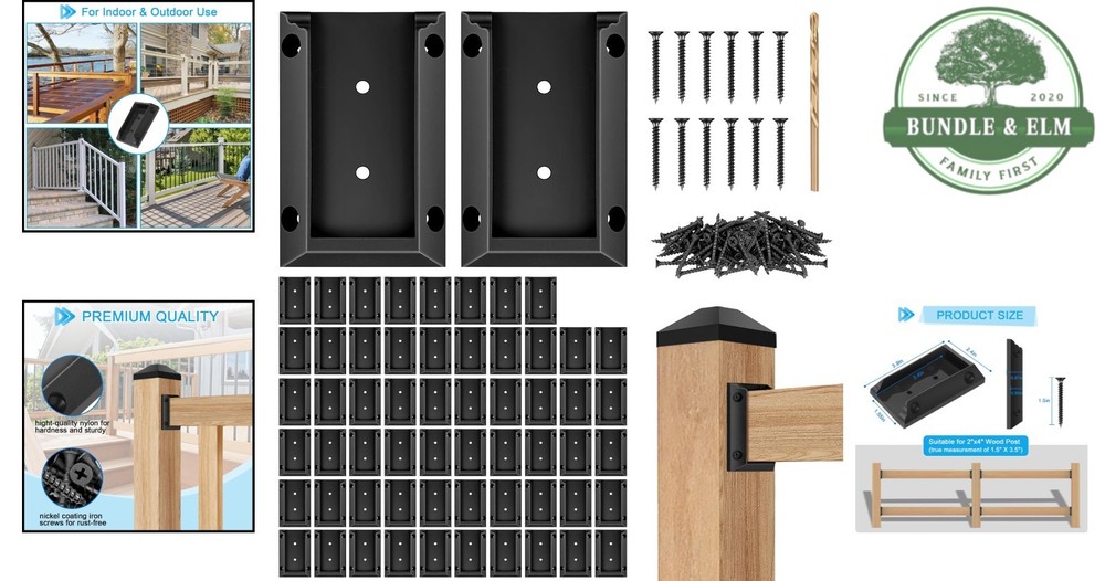 Durable Deck Railing Brackets Set with Screws - Easy Installation for Wood Posts