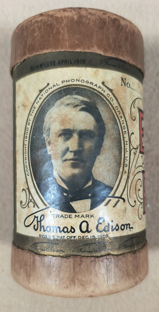 Antique 1908 Edison Cylinder Record ( Empty) Container National Phonograph Co