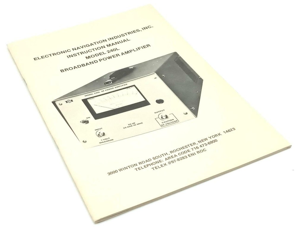Electronic Navigation Systems Model 240L Power Amplifier Instruction Manual