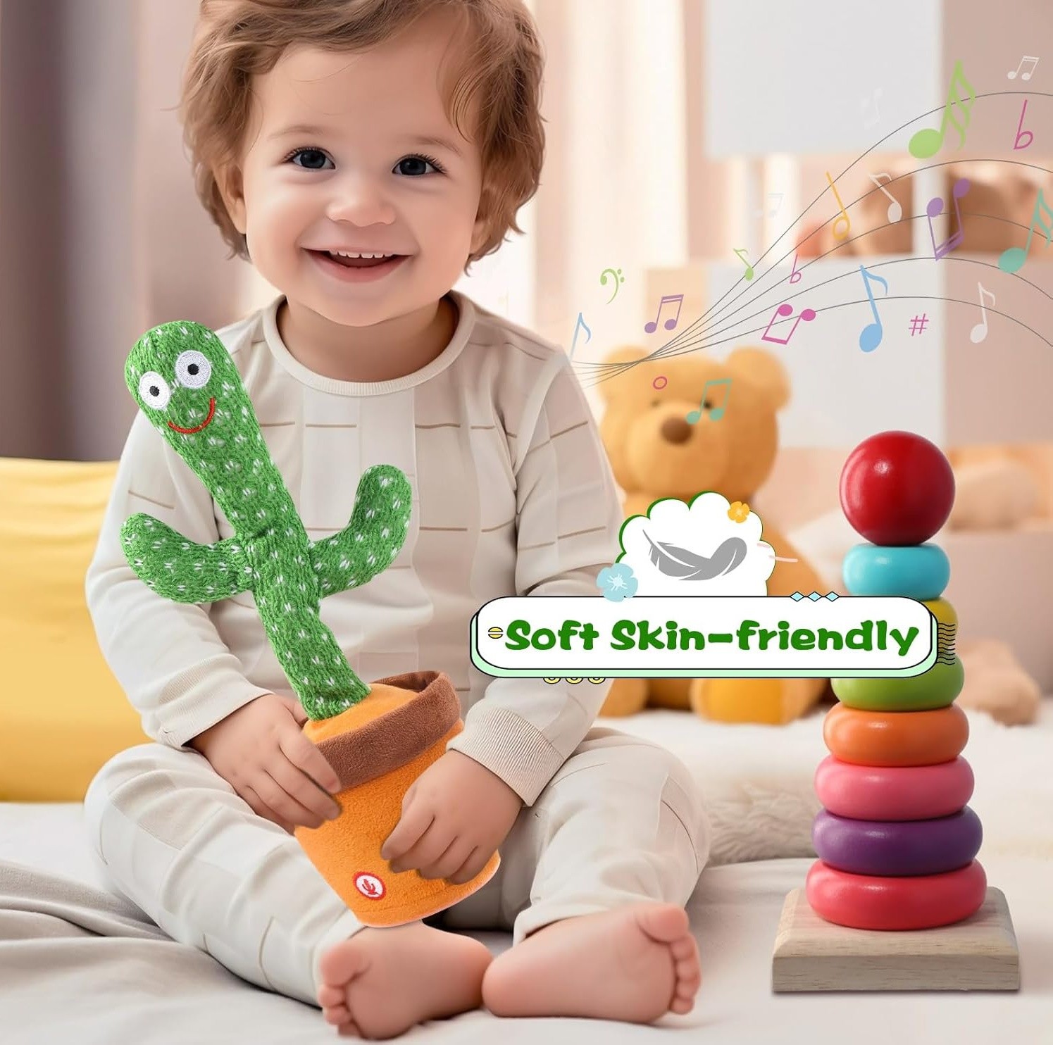 Talking & Singing Dancing Cactus Plush Toy Kids Glow Interactive Development