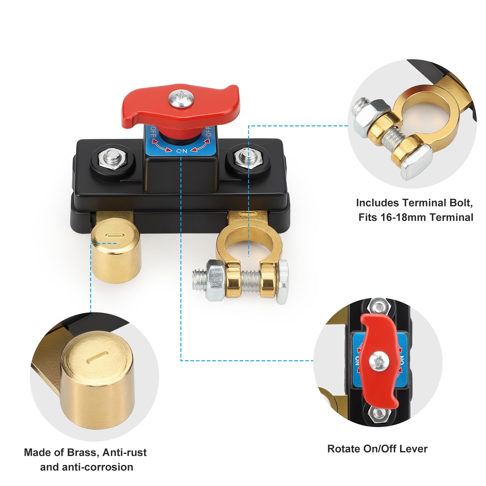 2Pcs 12V 24V Battery Disconnect Terminal Switch Kill Isolator Cut Off for Car RV