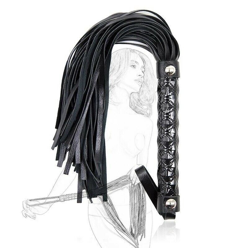 SM PU Leather Handle Whip for Couples Spanking Flogger Crop Slave Adult Tassel