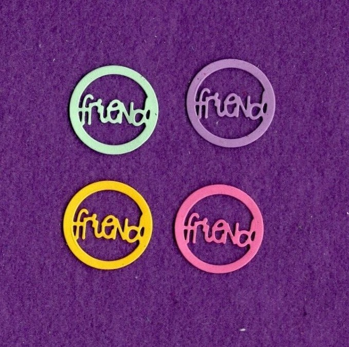 Circle FRIEND die cuts scrapbook cards