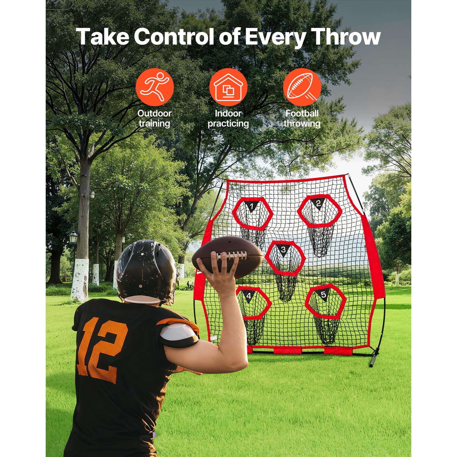 Uimoso 6x6 ft Portable Football Throwing Net for QB Training and Practice - Red