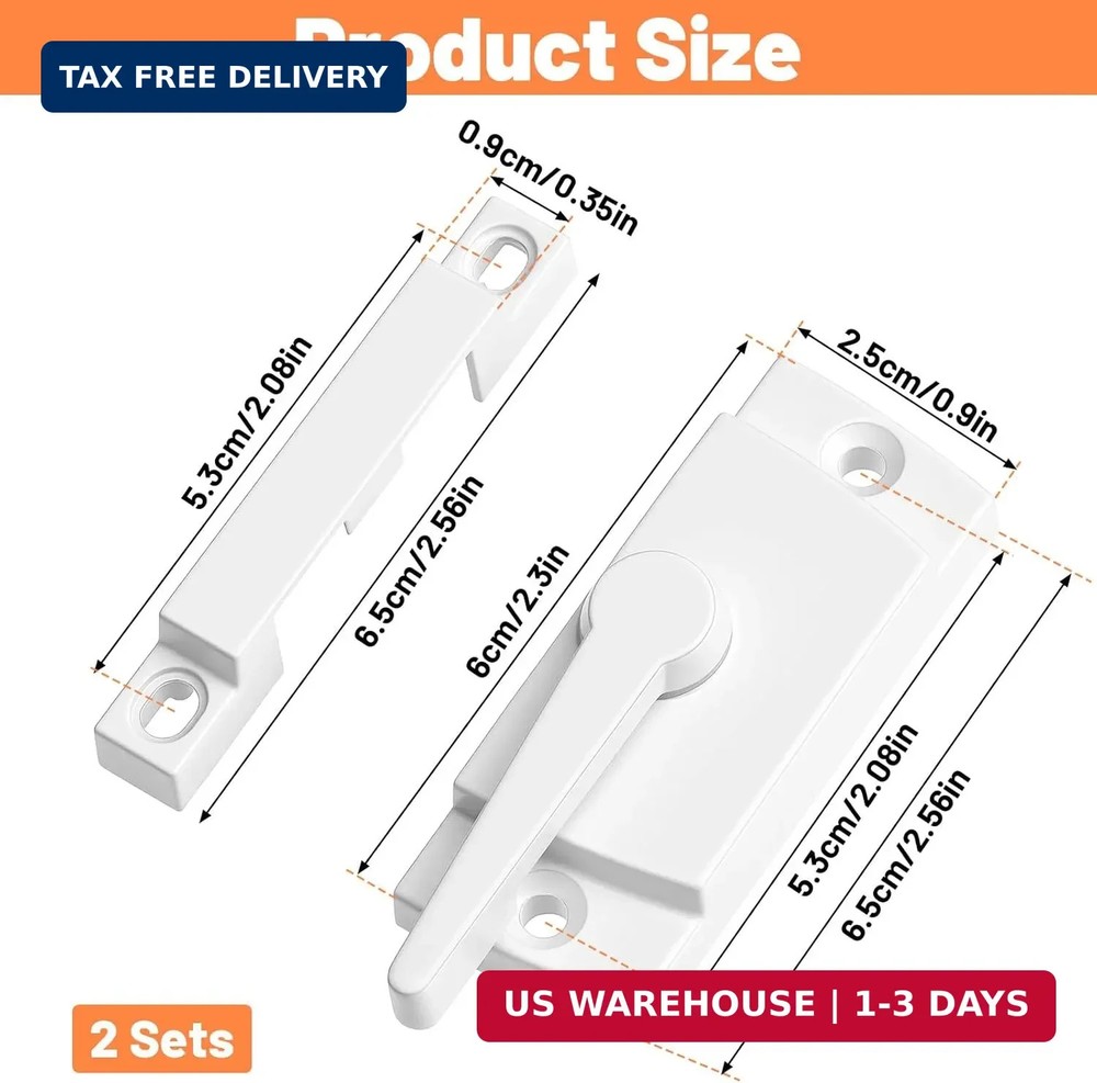 2 Pcs Window Sash Locks - Zinc Alloy Window Latch Replacement - Windows Locks fo