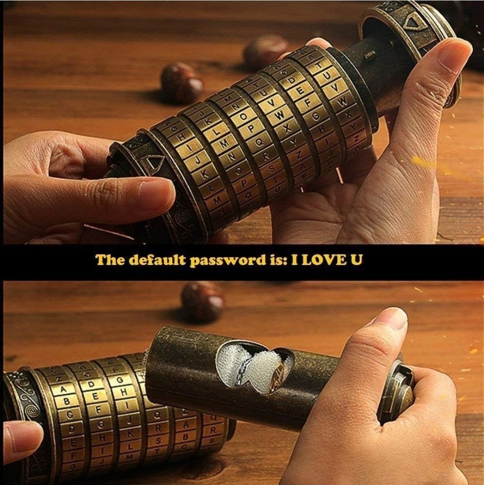 Cryptex Da Vinci Code Mini Cryptex Lock Puzzle Boxes with Compartments Annive...