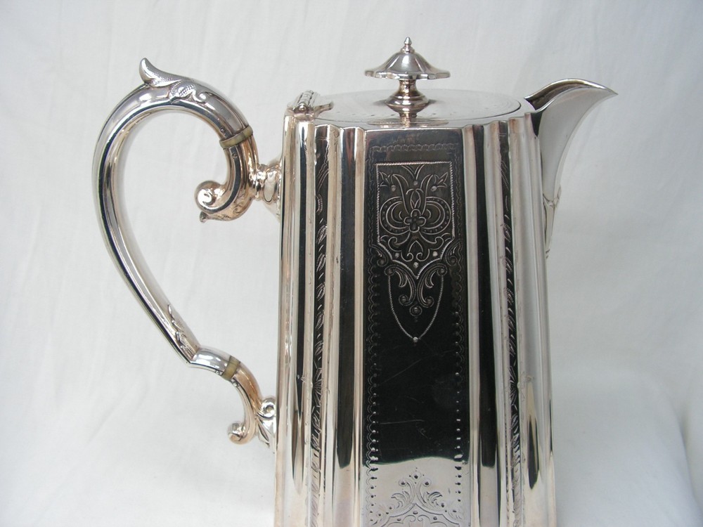 LARGE ANTIQUE AESTHETIC MOVEMENT SILVER PLATED COFFEE POT