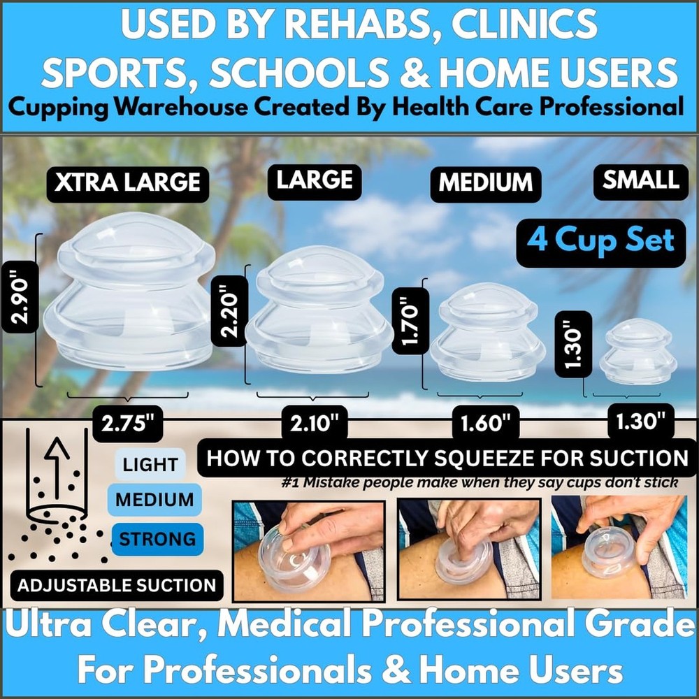 Cupping Warehouse Supreme 4 Intermediate Pro 5560 Beginner Silicone Cupping S...