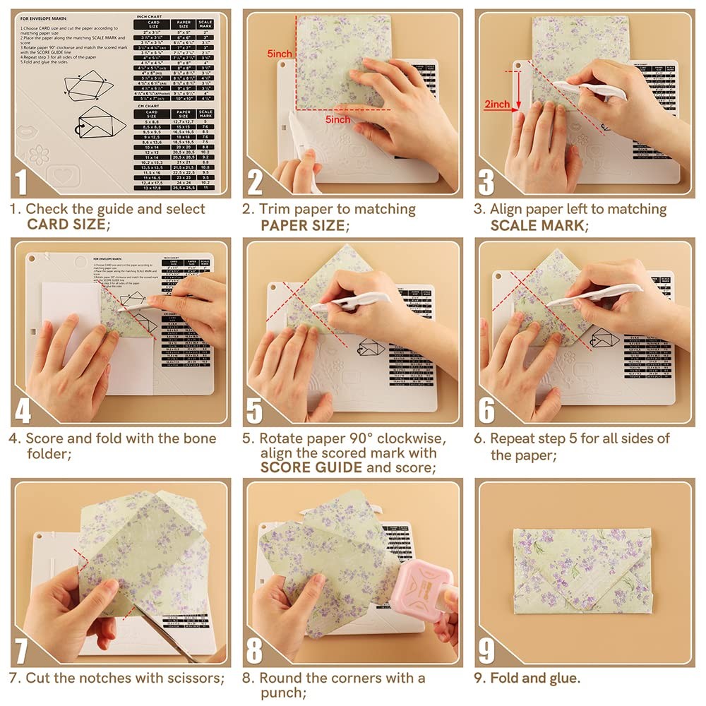 4PCS 6.4"x 8.5" Mini Score Board Multi-Purpose Scoring Board Envelope Maker w...