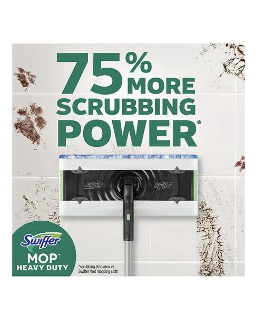Swiffer Sweep + Mop Deluxe Wet/Dry Pad Mop, Metal Handle, Rectangular Shape