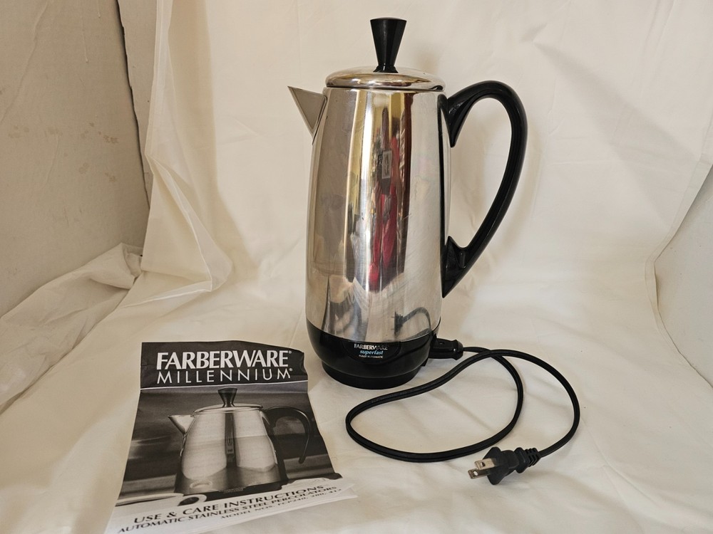 Vintage Farberware Millenium Superfast 12 Cup Coffee Percolator Model 412-WORKS
