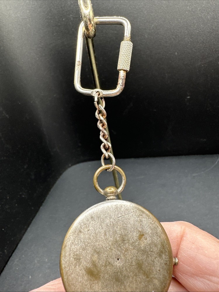 Antique German Silvertone Compass Key Chain