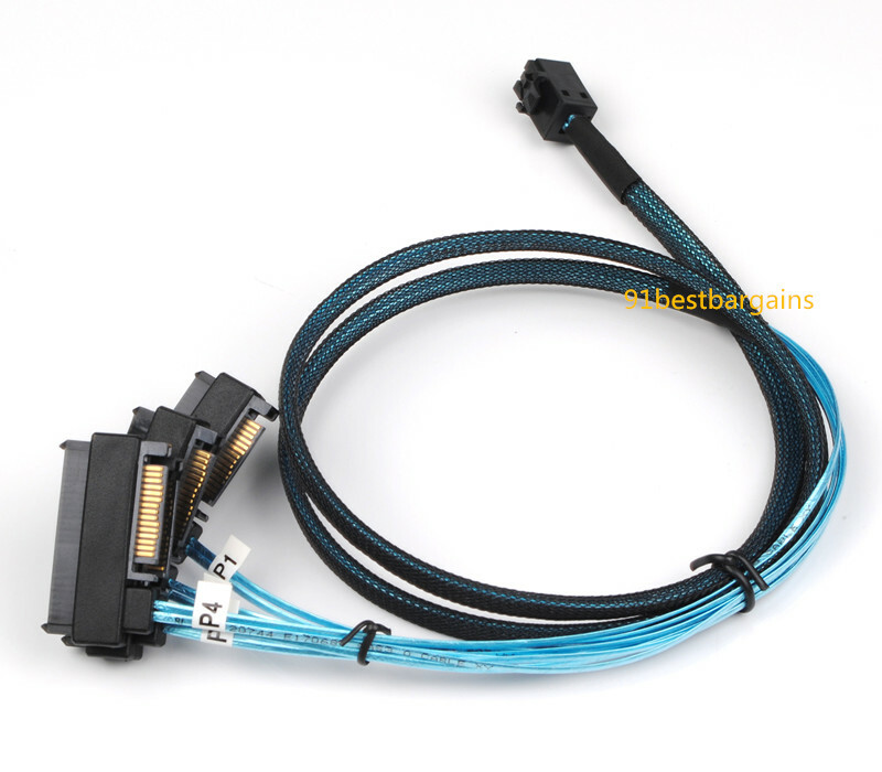 Mini-SAS HD SFF-8643 to 4 SAS SFF-8482 Hard Drive Forward Breakout Cable RAID 1M