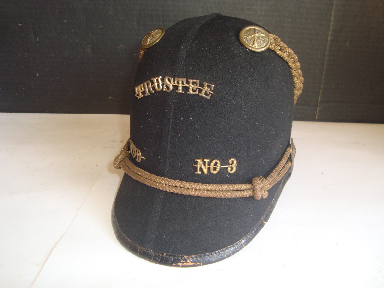 Rare Original 1880's ? Military Officer Dress Hat HDD No. 3 Trustee Cross Rifles