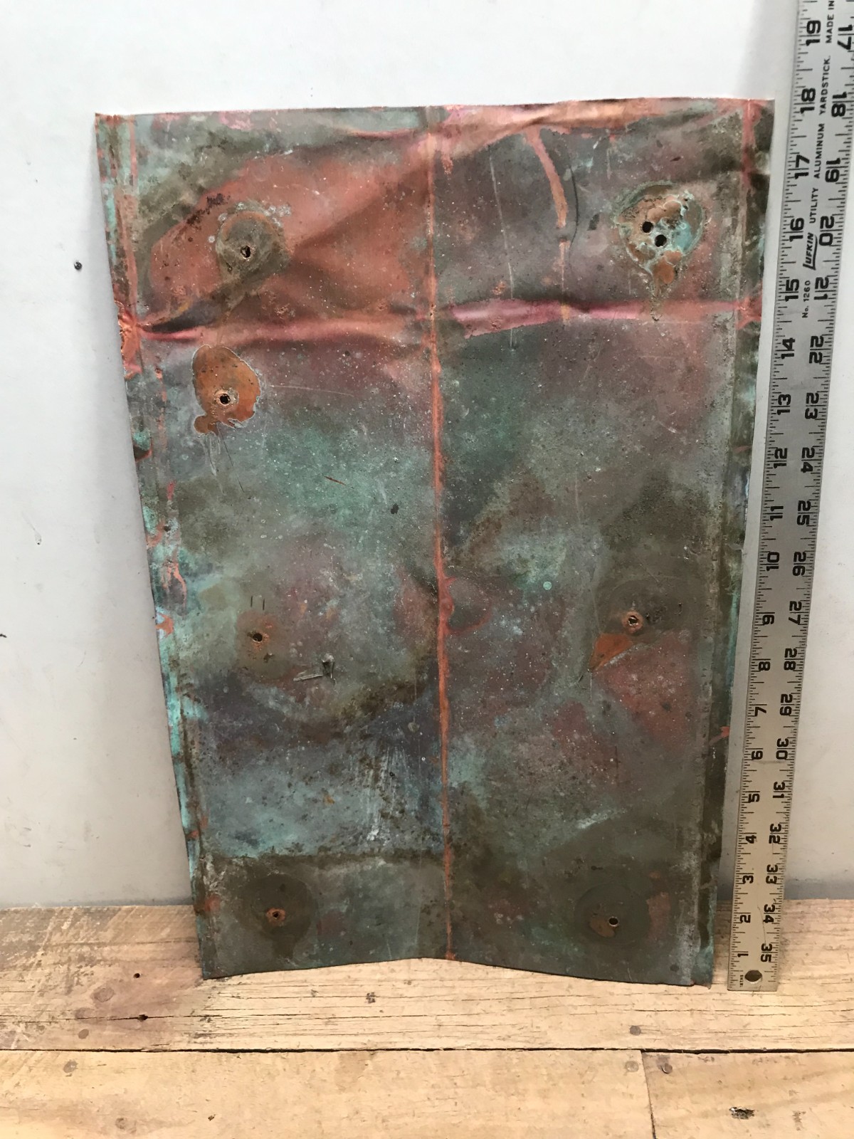 Sheet Copper 18" x 11 3/4" Natural Patina Colors Verdigris gauge 24 (J)