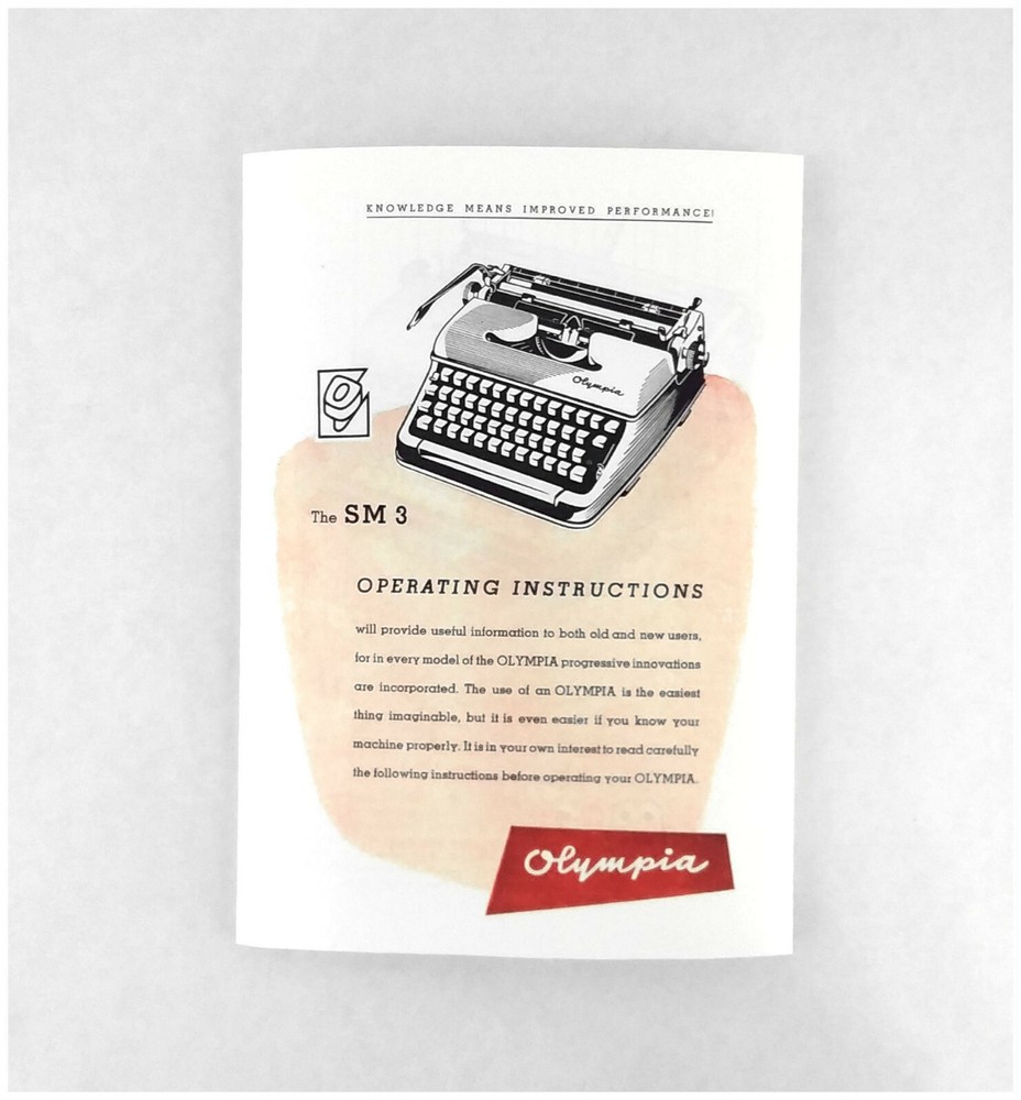 Olympia SM3 Typewriter Owner's User Instruction Manual Guide