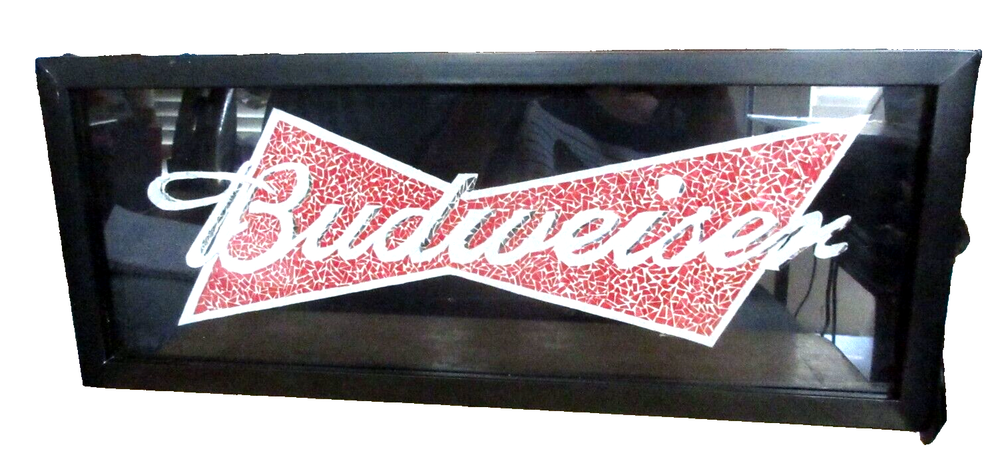 Budweiser Framed Hand-Made Sign Made From Beer Can Chips