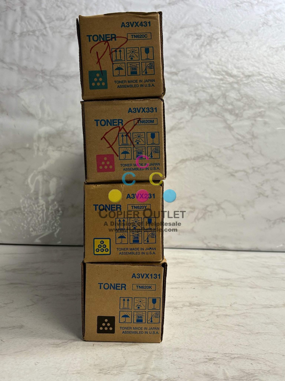 4 New Genuine Konica Minolta AccurioPrint C2060L,C3070L,C4065 CMYK Toners TN620