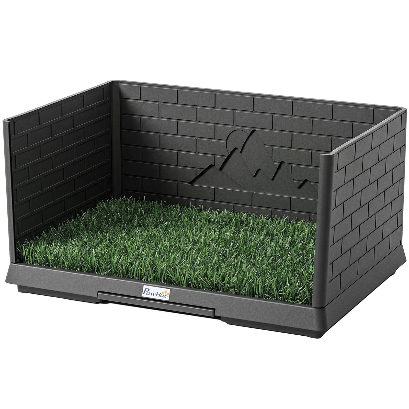 PawHut Dog Grass Pad with High Walls and Tray, Indoor Potty Tray