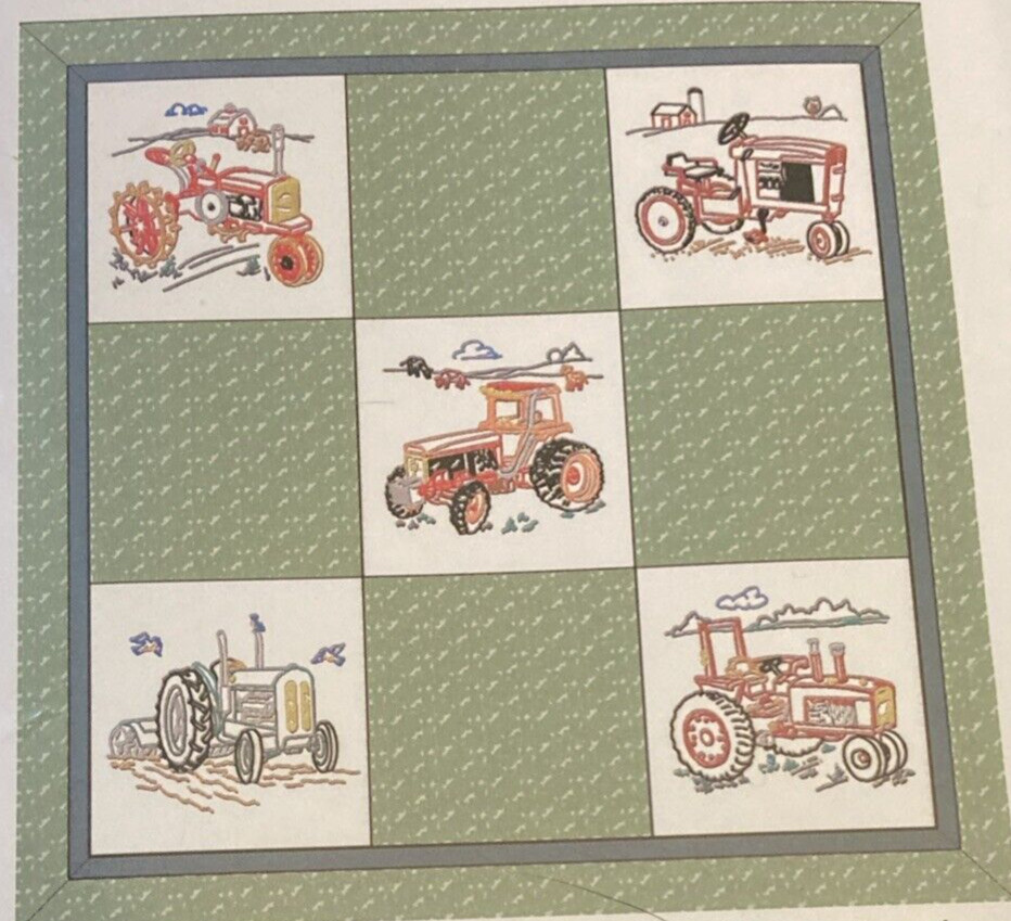 Vtg Rare Patterncentral 5 Tractors Wall Quilt 2002 pattern #3228/3940