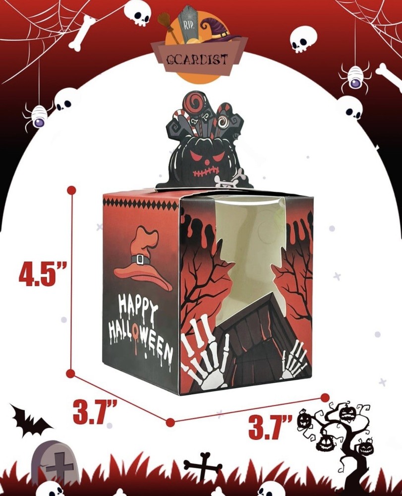 Halloween Individual Cupcake Boxes with Window 32 Count Single Cupcakes Box