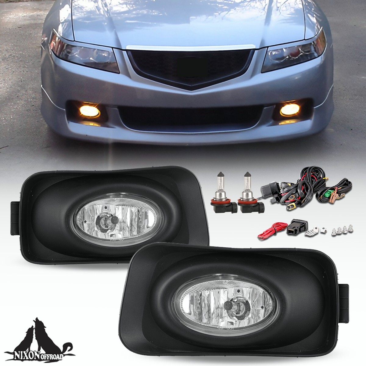 For 2004-2005 Acura TSX OE Style Fog Light Driving Lamps Bumper Kit Clear Lens