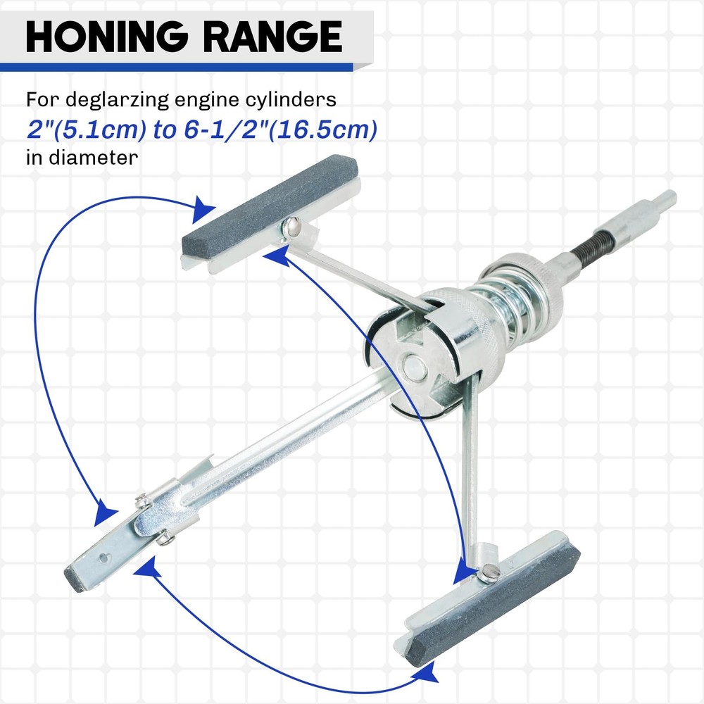Engine Cylinder Hone Tool | 2" to 6-1/2" Diameter Adjustable Deglazer with Ex...