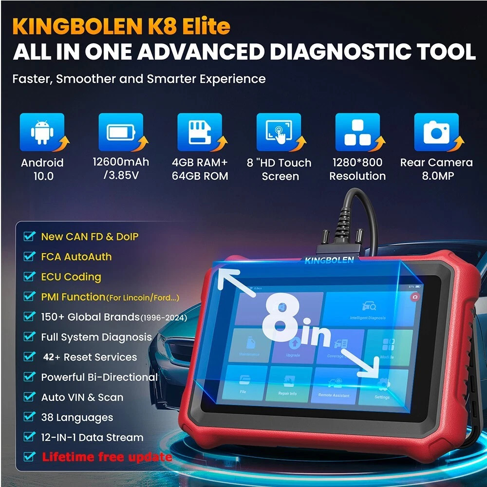 2026 KINGBOLEN K8 ELITE Car OBD2 Scanner Full System Diagnostic Tool ECU Coding