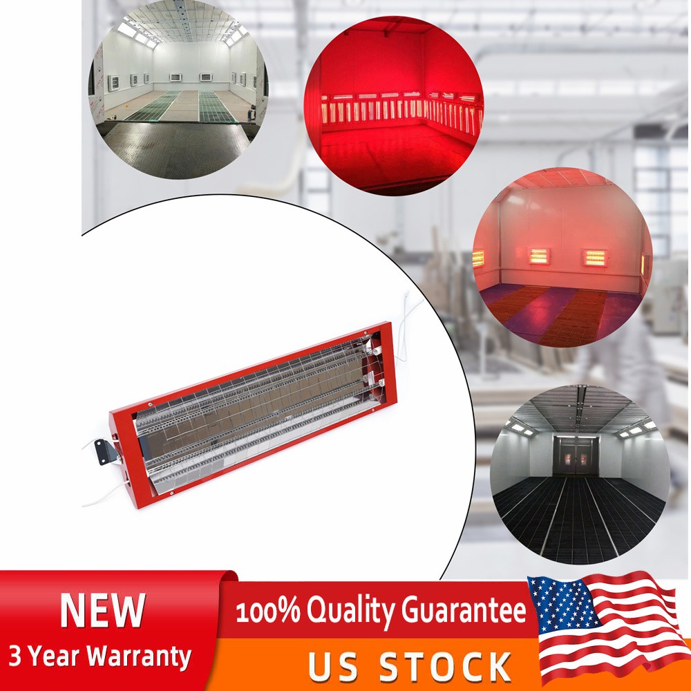 2Pcs 2000W Spray Baking Booth Infrared Paint Curing Light Heating Lamp Heaters