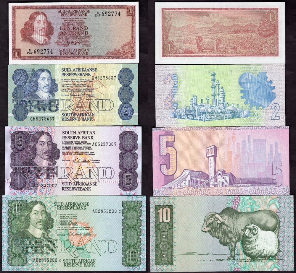 South Africa. Six note set, details below.