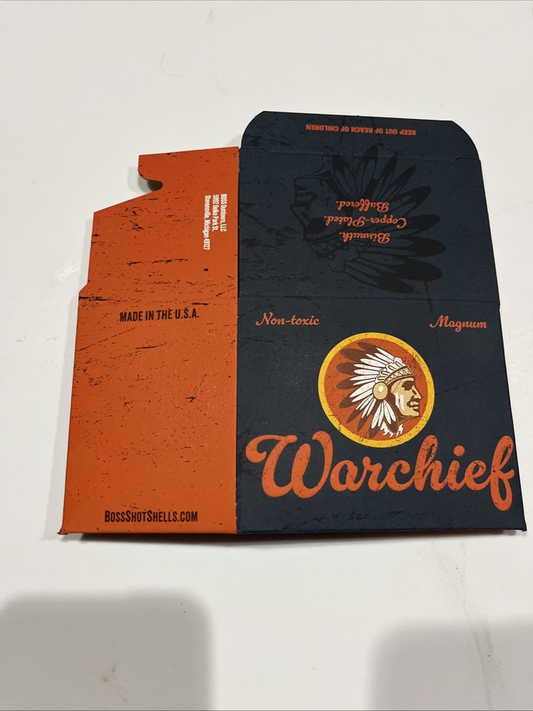 BOSS WARCHIEF 12ga. SHOTSHELL EMPTY BOX SHOTGUN AMMO