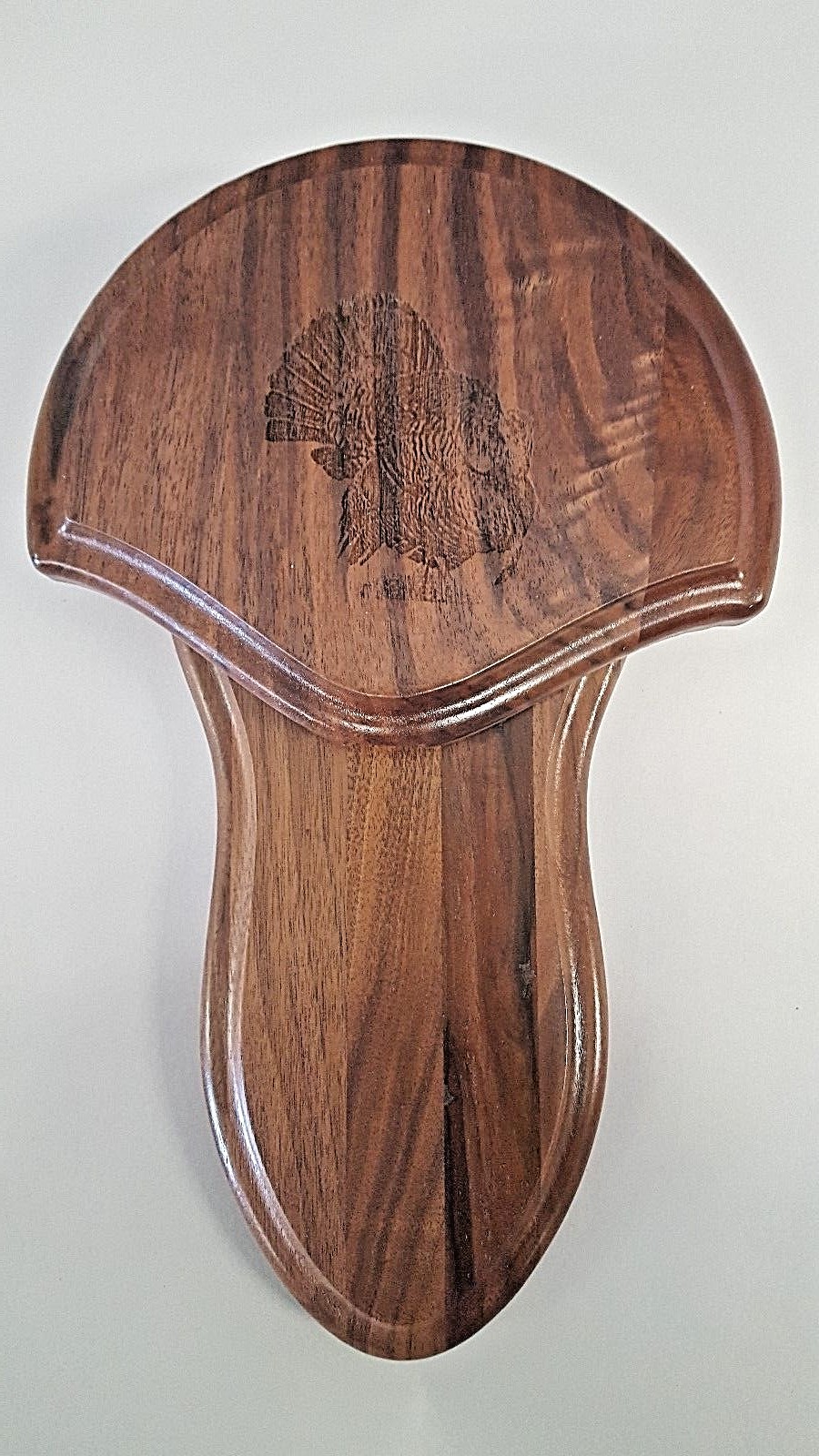 Solid Black Walnut Turkey Fan / Beard Mounting Kit -02 with Laser Turkey