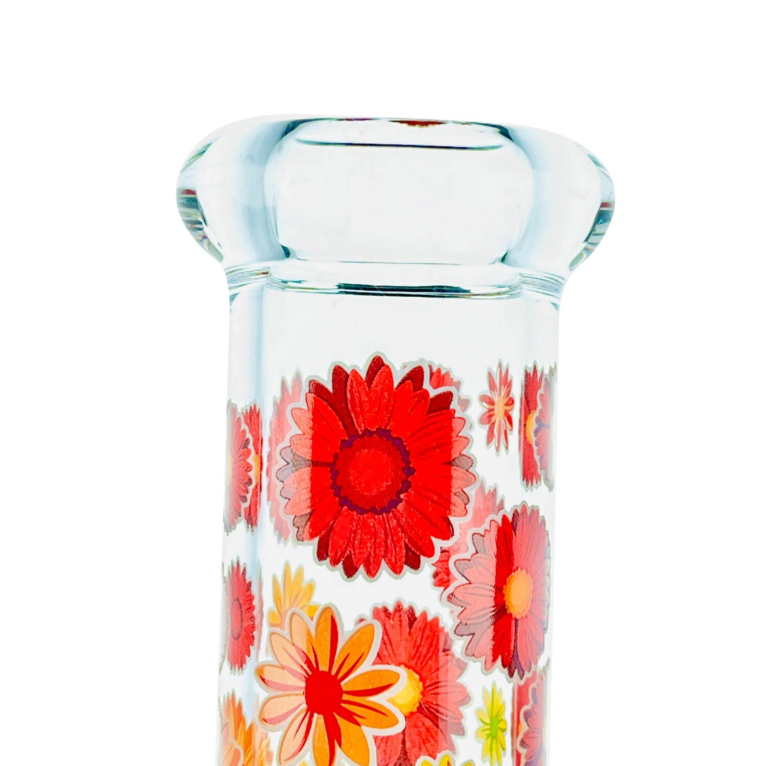 10" Heavy Glass Bong Smoking Hookah Water Pipe Colorful Floral Beaker 14mm Bowl