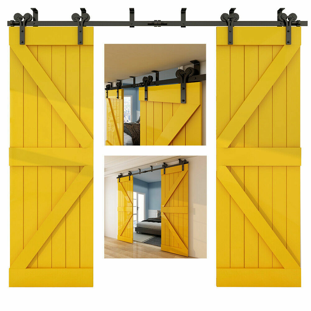 4-20FT Ceiling Mount Bracket Sliding Barn Door Hardware Track Kit Single/Double