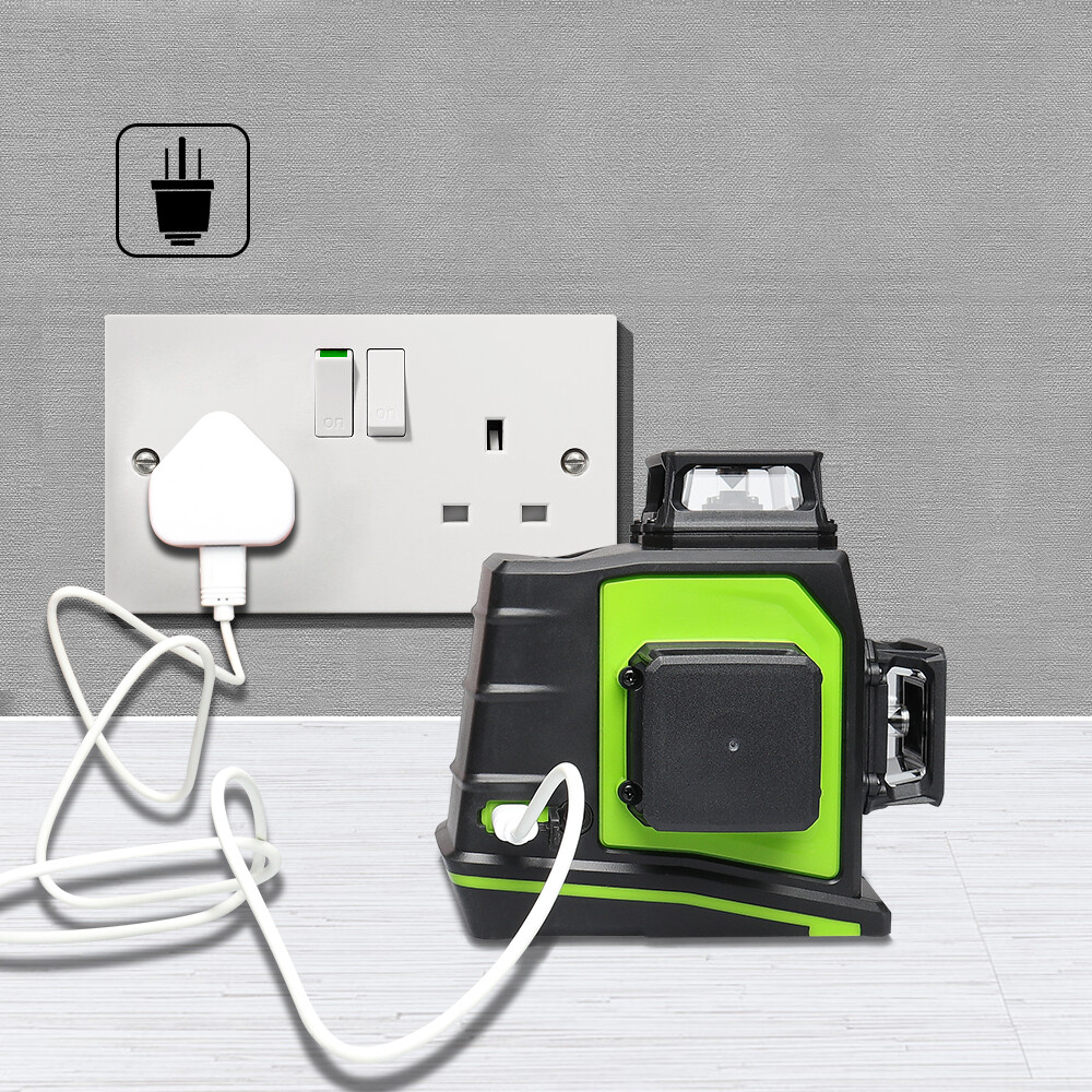 Huepar Laser Level 360°3D 12 Lines Laser Self Leveling Cross Measure Tool Kit