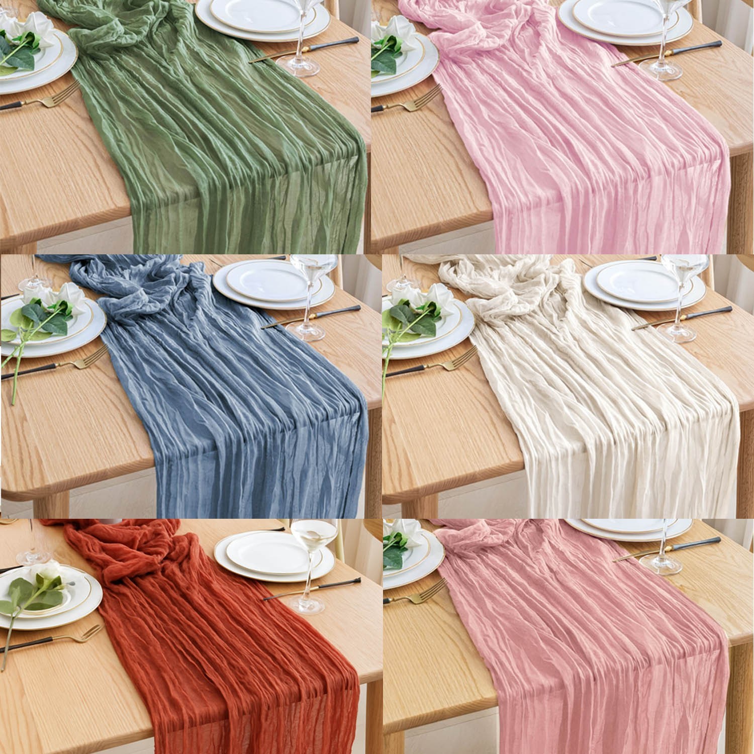 35" x 10ft Cheesecloth Table Runner Boho Gauze Table Runner for Table Decor