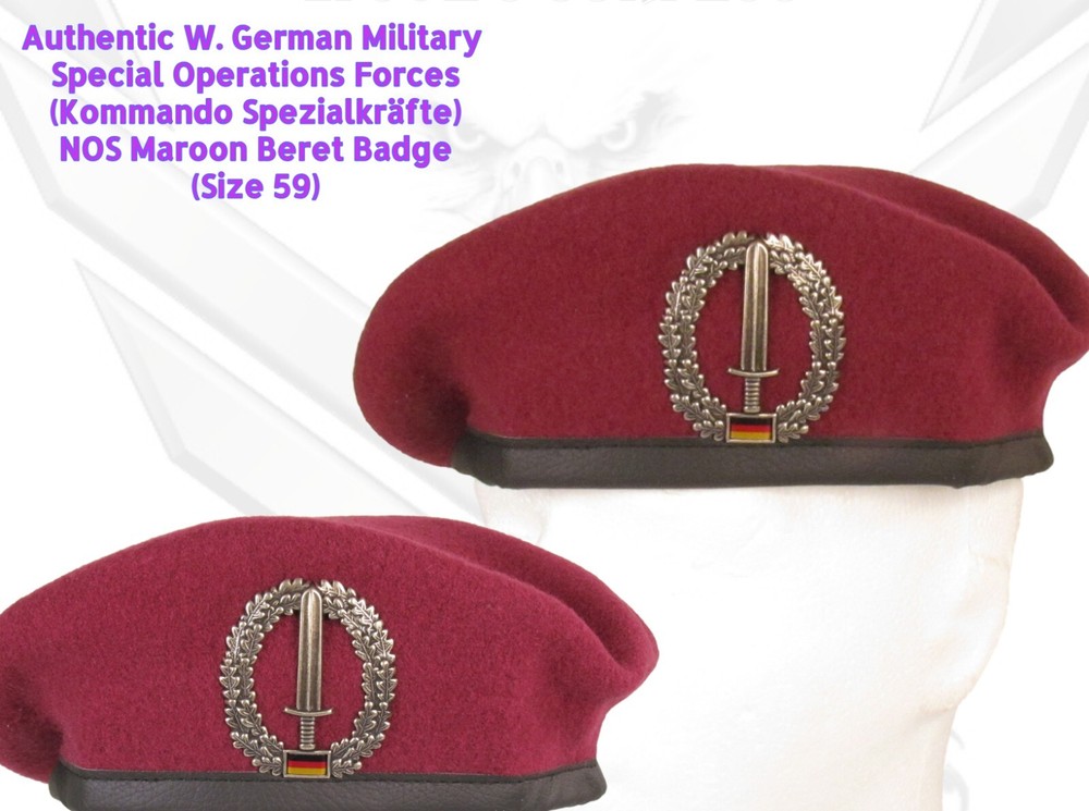 Authentic New German Military Special Operations SOF Maroon Beret J2