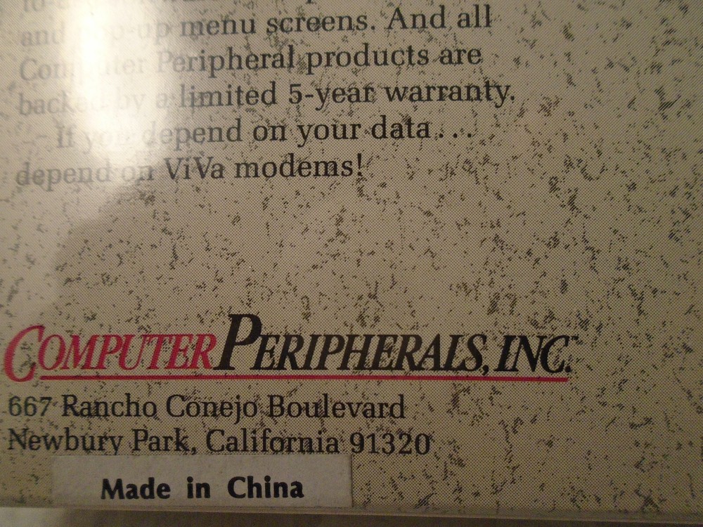 Computer Peripherals Inc Viva 24iv2400baud internal modem for IBM PC, XT, AT
