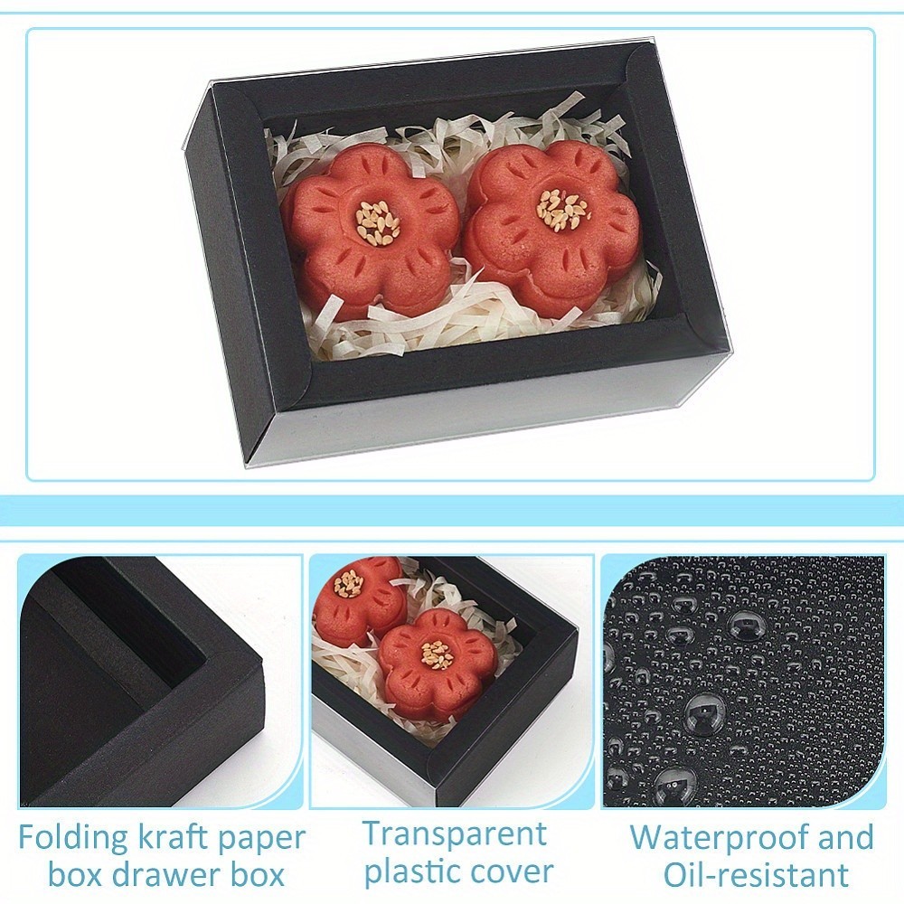 12sets Foldable Paper Drawer boxes with Clear Plastic Cover Gift Packaging