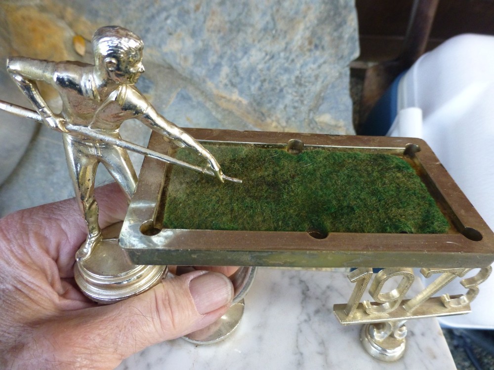 vintage 1973 Hiphugger BILLIARDS POOL table TROPHY marble base