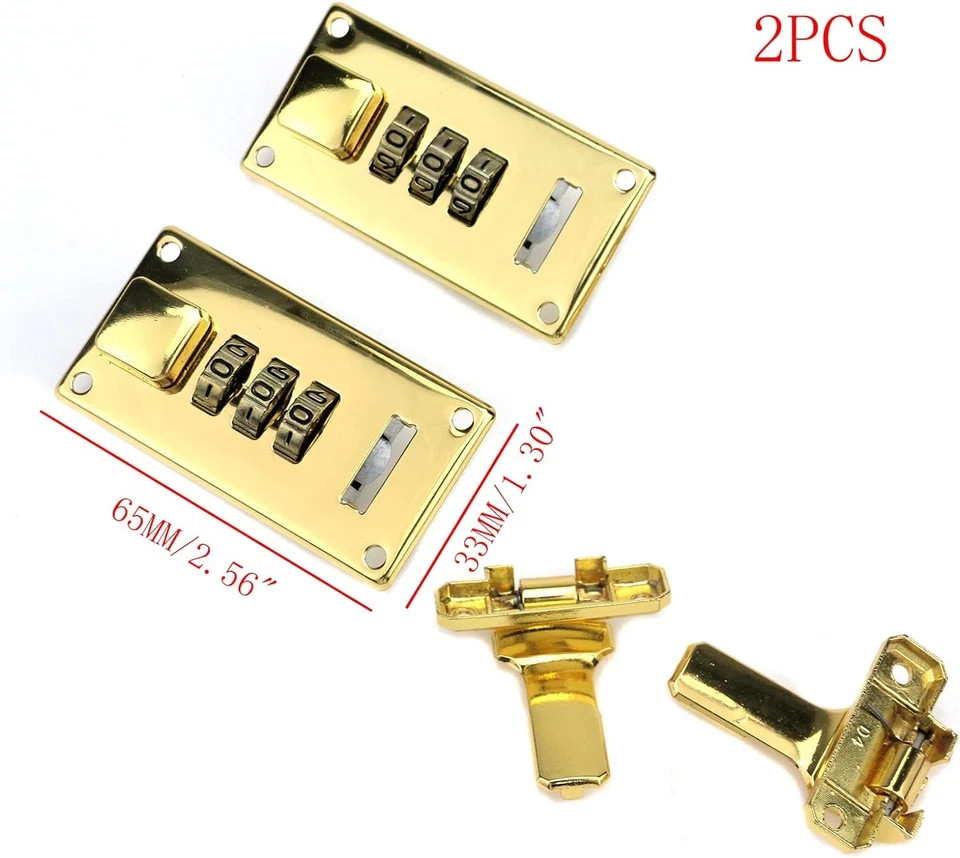 2Pcs Luggage Combination Lock, Toolbox Hasp with Combination Lock, 3 Digit Passw