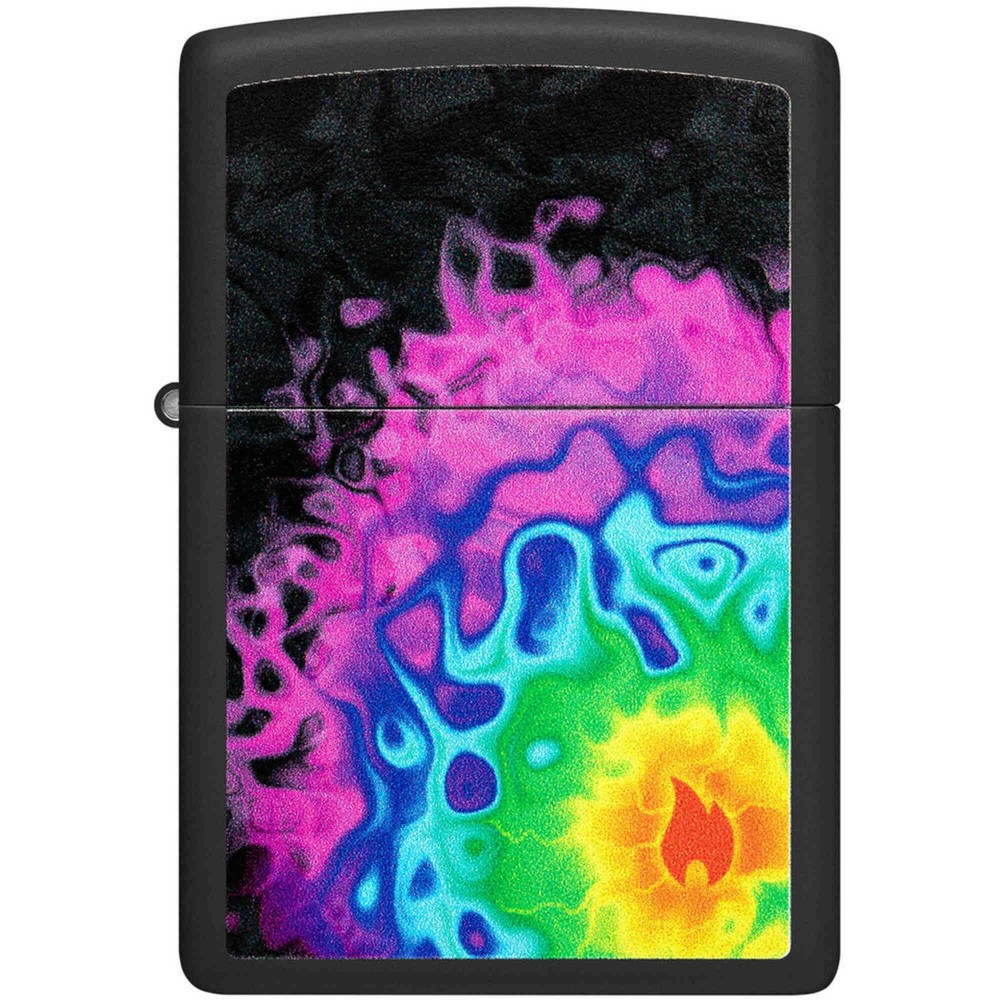 Zippo Windproof Lighter Pattern with Flame Design Black Matte Metal 48733