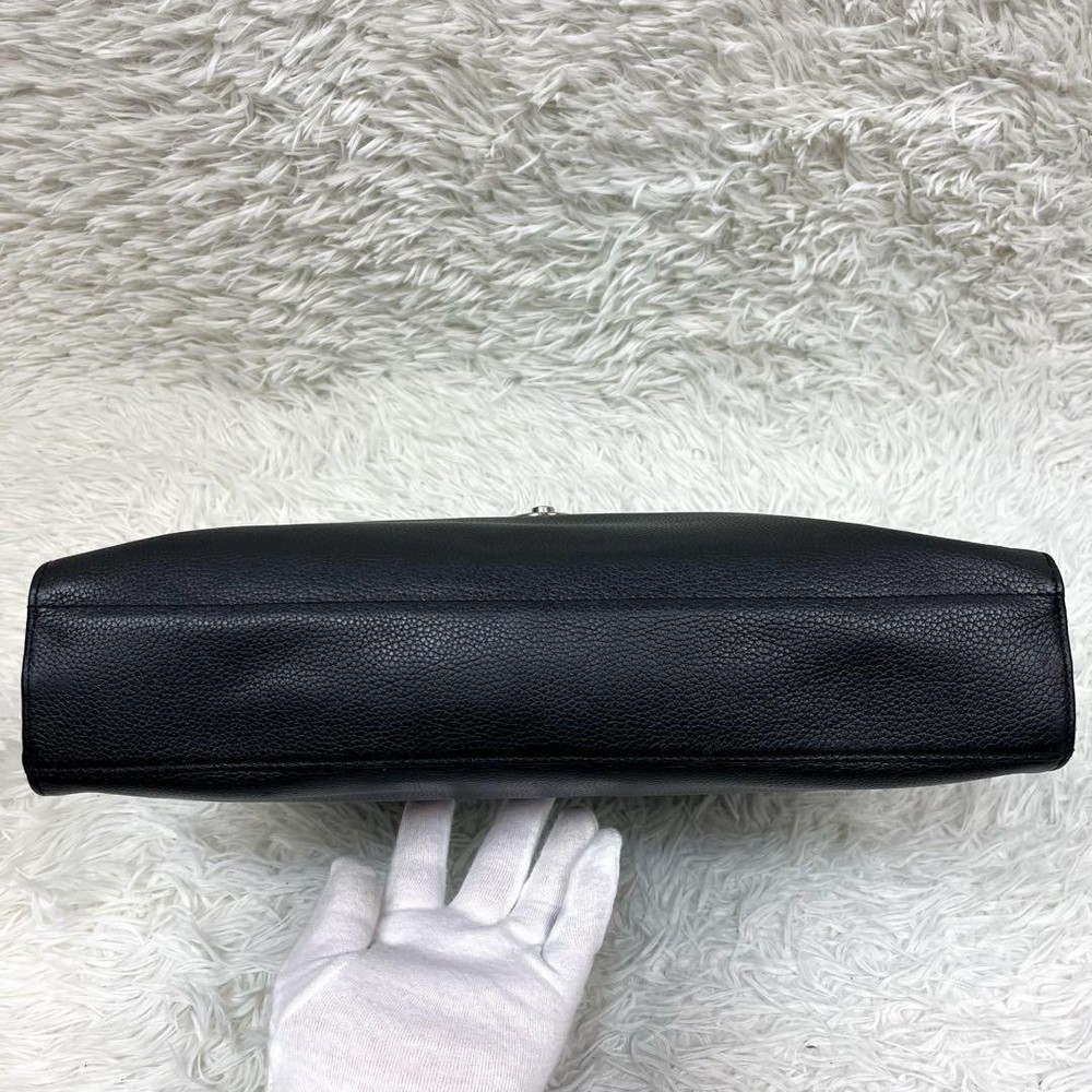 Longchamp All Leather Briefcase Logo Embossed Authentic