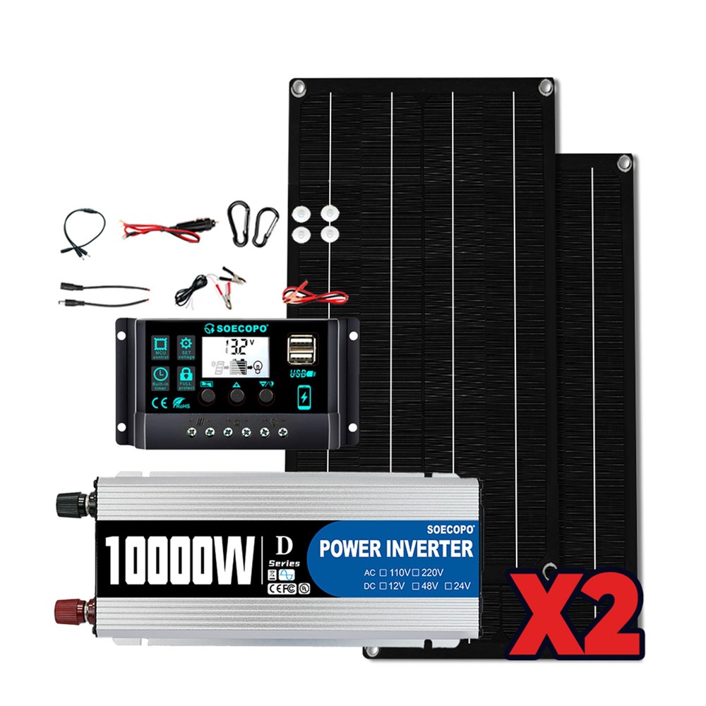 10000W Solar Starter Kit 2x High-Yield Solar Panels + 100A Charge Controllerdv